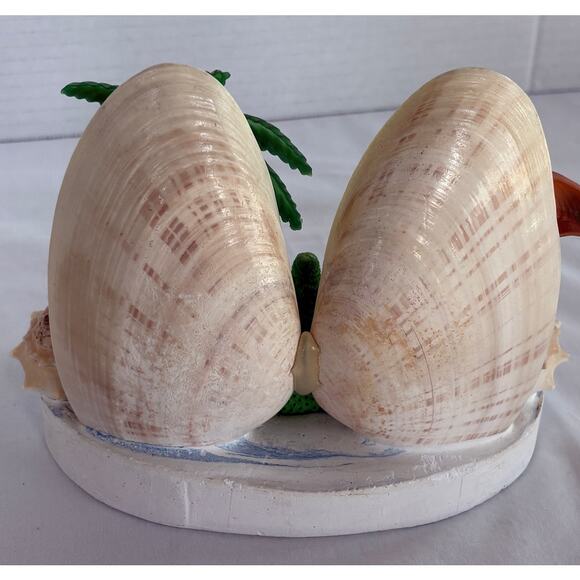 Vintage Beach 1950s Kitschy MCM Shells-Flamingo 8" x 6" TV Sculpture NOT a Lamp - Picture 2 of 6